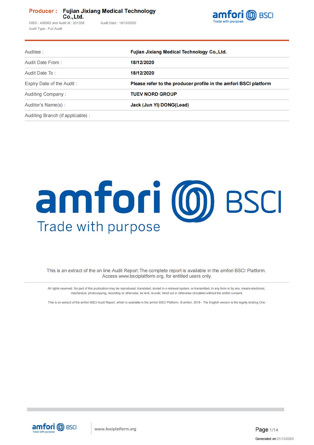 BSCI audit report