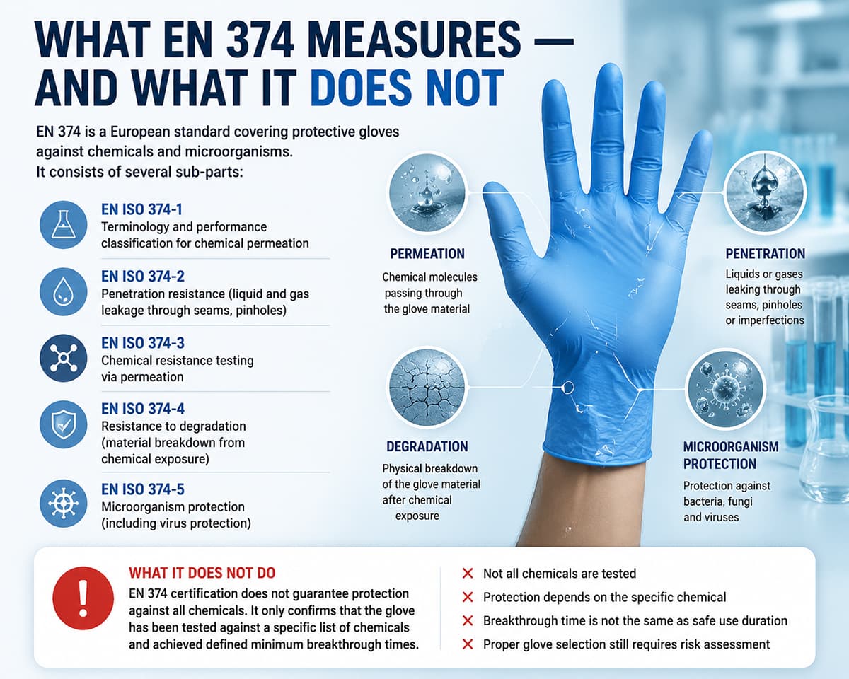 EN 374 Chemical Resistance for Disposable Gloves: What the 6 Permeation Classes Actually Mean