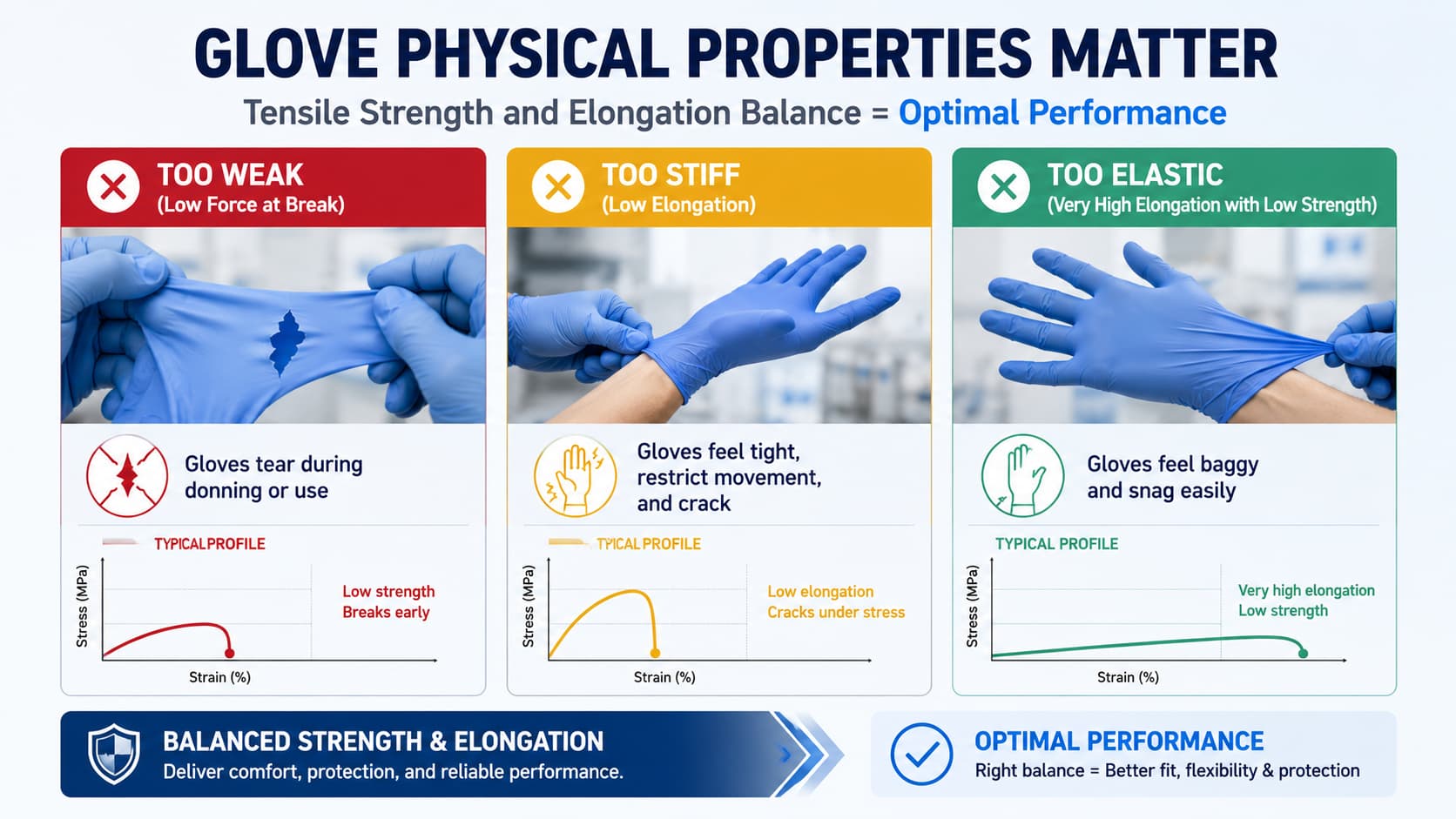 Glove Tensile Strength and Elongation - How Physical Property Tests Define Nitrile Glove Quality