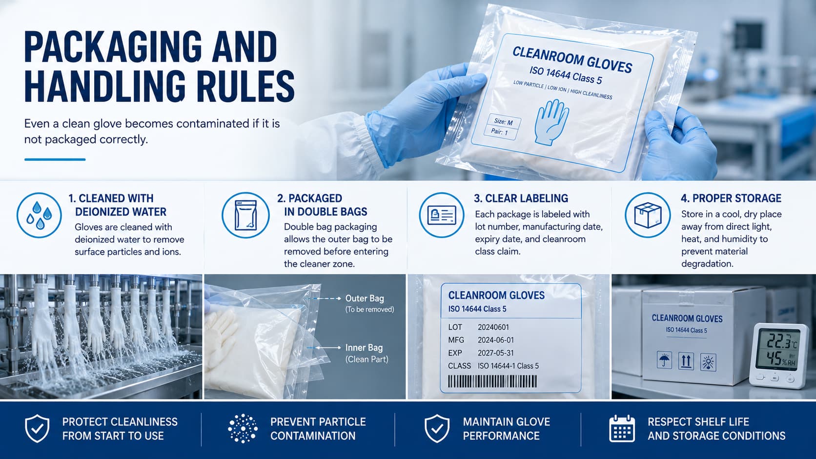 ISO 14644 Cleanroom Gloves: Particle Control and Selection Guide for Pharma and Electronics (2026)