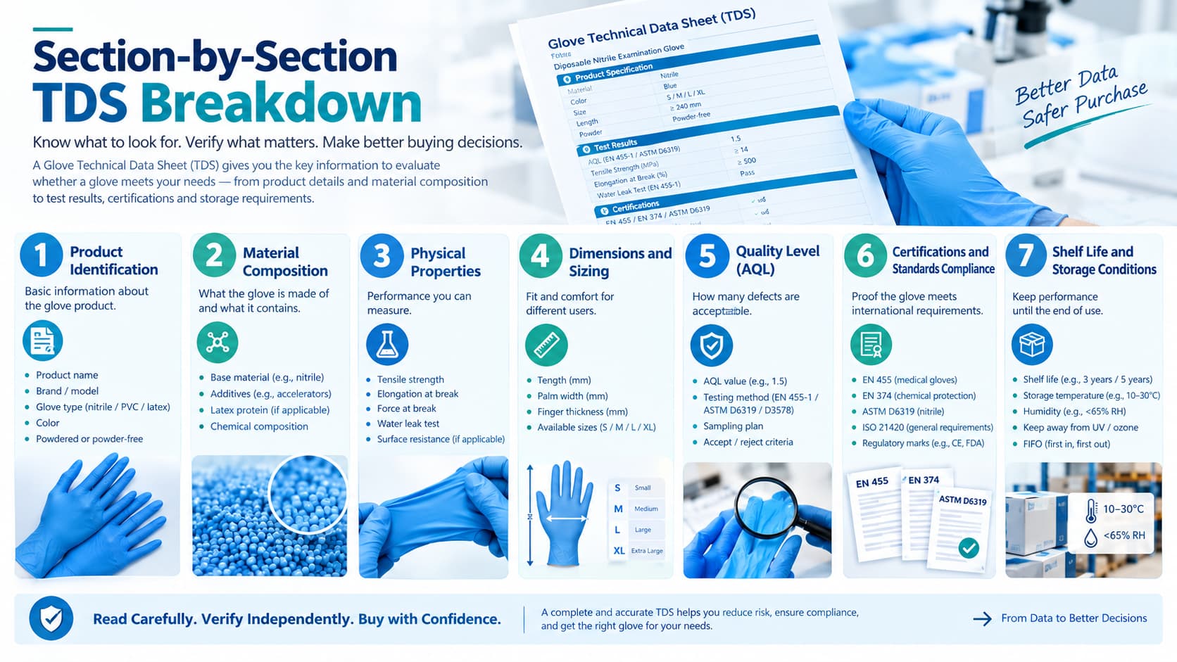 How to Read and Verify a Glove Technical Data Sheet (TDS): A Procurement Guide for Buyers